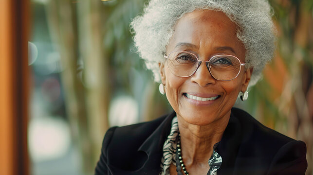 Senior Black Businesswoman Smiling Confidently