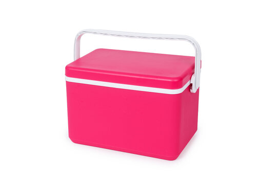red pinkish cooler on a white background
