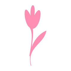 Vector silhouette of a pink tulip. Floral design, flower logo. Floral decorative element.