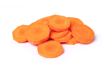 sliced carrots isolated on white background