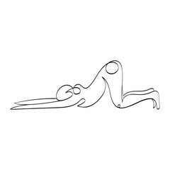 Yoga pose - Anahatasana, one line style yoga asana. Yoga, Pilates. Girl and sport. Ideal for designs related to fitness, health, meditation and healthy living.