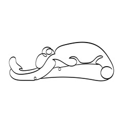 Yoga pose - Paschimottanasana, one line style yoga asana. Sports, yoga, meditation. Girl and Pilates. Ideal for designs related to fitness, health, meditation and healthy living.