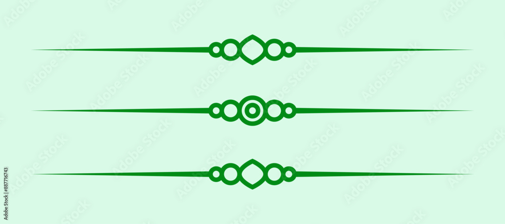 Poster divider line green vector isolated for border of paragraph of text. separator art horizontal shape to separate graphic ornament of illustration. simple element design of minimal frame for certificate 