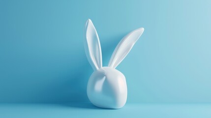 Pastel Blue Delight: Adorable Easter Bunny on a Sunny April Day. AI generated image