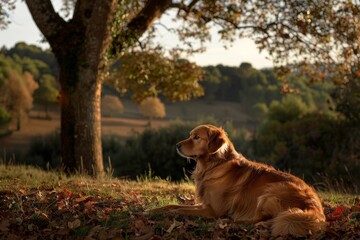 Serene Golden Retriever Basking in Sunlit Bliss on Summer Day - Generative AI. Beautiful simple AI generated image in 4K, unique.