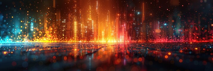 Fototapeta premium Cityscape Illuminated by Warm and Cool Lights