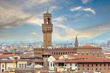 Fototapeta premium View from the Michelangelo square on the Historic Centre of Florence, Italy.
