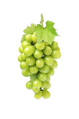 Bunch of green grapes isolated on white background.