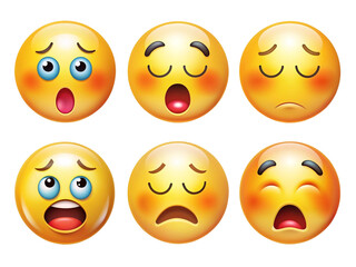 Fototapeta premium High Detailed Beautiful Emoji Expressions Icon Set on Transparent Background