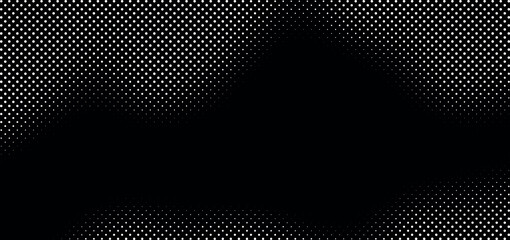 White Halftone dots gradient background. Grunge halftone frame. White and black noise retro effect. Vector illustration