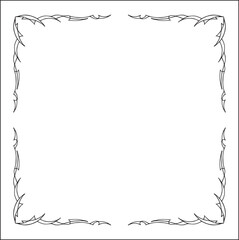 Elegant black and white ornamental frame, decorative border, corners for greeting cards, banners, business cards, invitations, menus. Isolated vector illustration.