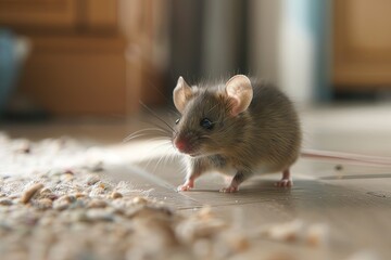 a small rodent standing on a wooden floor