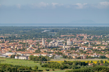 Fototapeta premium Aerial view of Pisa and surroundings from Monte Castellare, Italy