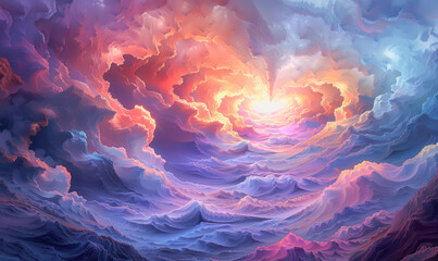 Obraz premium Abstract clouds of swirling pink, purple, and blue, ethereal and dreamlike atmosphere, intricate textures