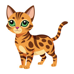 Illustration of bengal cat kitten standing isolated