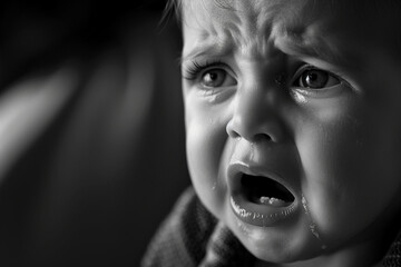 AI generated portrait of crying newborn baby emotions of discontent and colic