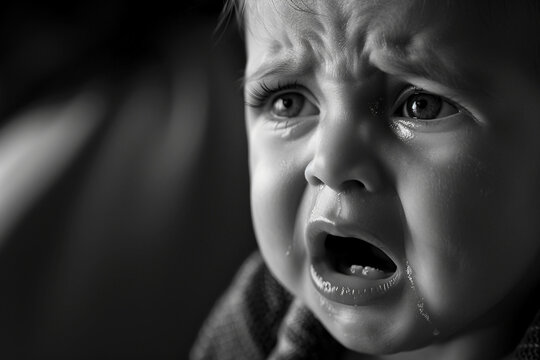 AI generated portrait of crying newborn baby emotions of discontent and colic