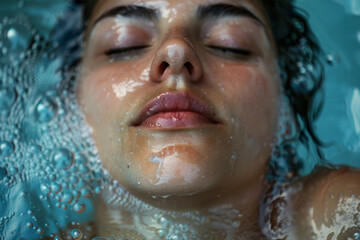 Happy people visiting bathhouse taking pleasure from hot water procedures spa center, Generative AI