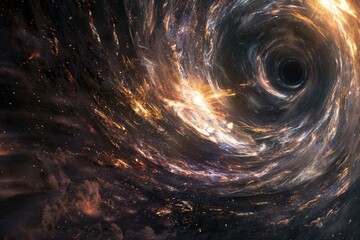 A mesmerizing image of a black hole in space, showcasing its powerful gravitational pull and mysterious nature.