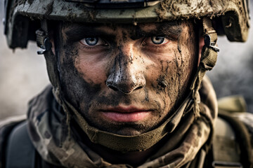 Fototapeta premium Fully equipped troop of soldiers generative AI