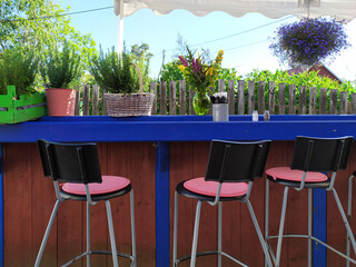 Bar furniture at the restaurant