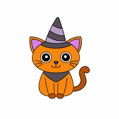 Adorable cat in a festive hat with Christmas themes in a playful vector illustration on a white background for holiday projects