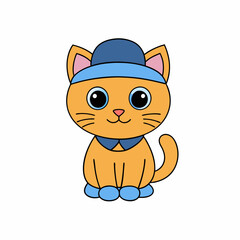 Adorable cat in a festive hat with Christmas themes in a playful vector illustration on a white background for holiday projects