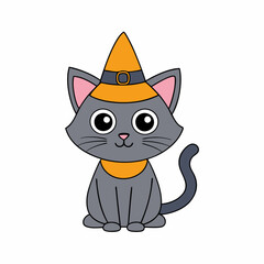 Adorable cat in a festive hat with Christmas themes in a playful vector illustration on a white background for holiday projects