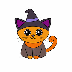 Adorable cat in a festive hat with Christmas themes in a playful vector illustration on a white background for holiday project