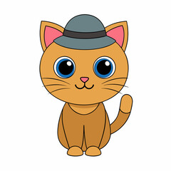 Adorable cat in a festive hat with Christmas themes in a playful vector illustration on a white background for holiday projects