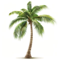 Realistic High-Resolution Palm Tree - Tropical Flora Isolated on White Background