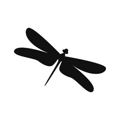 Dragonfly silhouetted isolated, fly insects icon, transparent background