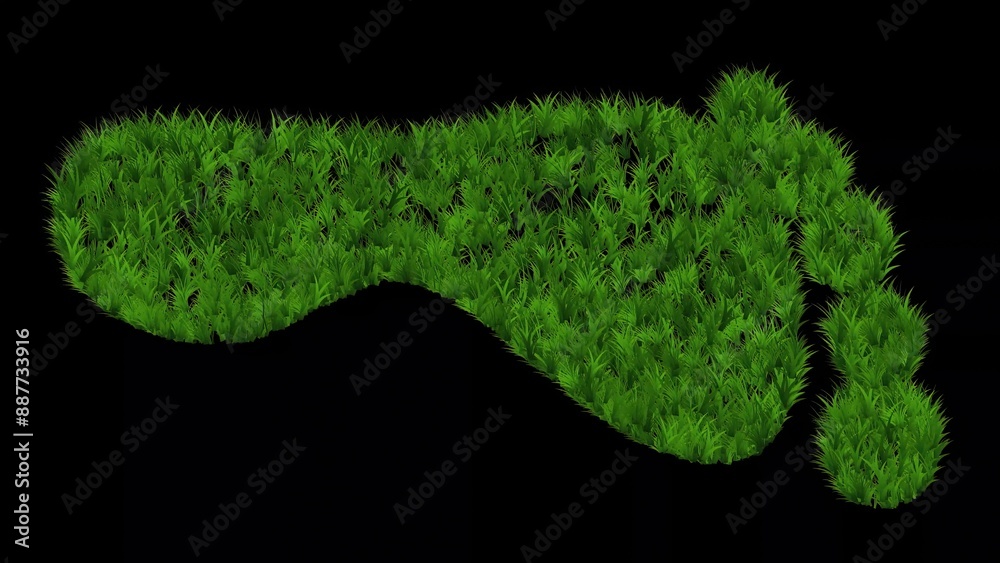 Wall mural Beautiful illustration of human footprint with green grass effect on plain black background