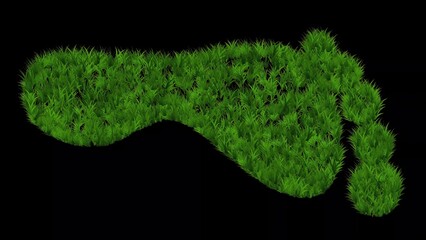 Beautiful illustration of human footprint with green grass effect on plain black background