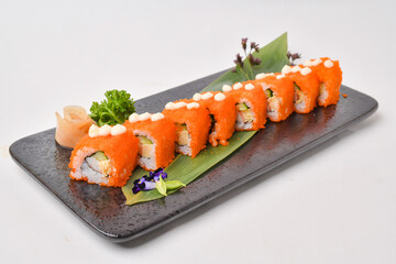 California Shrimp Egg Roll Set in a Porcelain Plate Ready to Eat