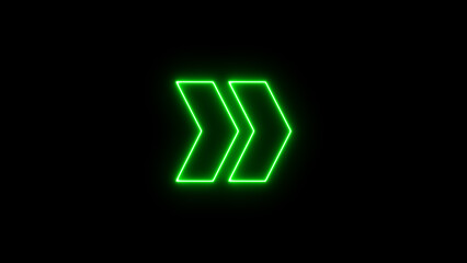 Glowing directional arrow neon sign on black background. abstract glowing neon arrow illustration background.