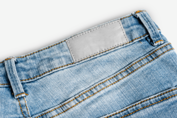 Png jeans leather label mockup streetwear fashion