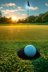 Obraz premium A golf ball on a golf court