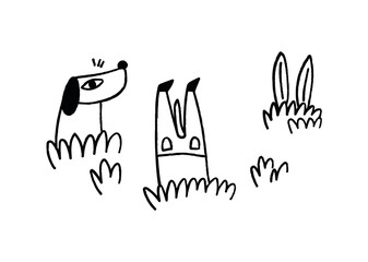 Dog searching for something in the bushes