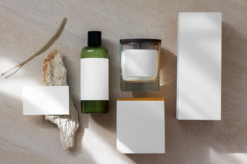 Minimal packaging branding mockup png for aromatic brands