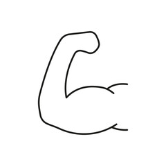 Flexed Bicep Line Icon. Physical Strength Training, Muscle Building, Fitness Outline Symbol. Isolated Vector Illustration