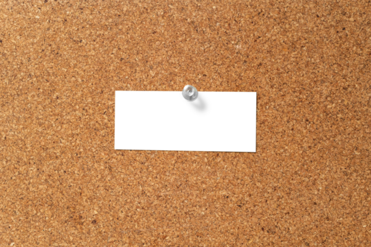 Pinned note mockup png, brown corkboard