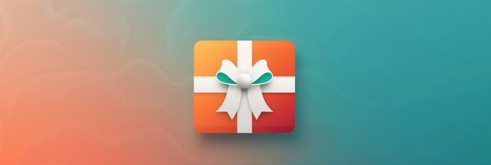 Colorful geometric gift box icon on a gradient minimal background.