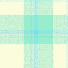 Cosy textile tartan vector, shape plaid seamless texture. Bandana background check fabric pattern in light yellow and mint colors.