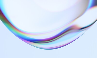 Abstract glass shape with colorful refraction effect, 3d render