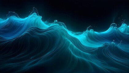 Swirling teal and blue ethereal waves against a dark background