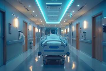 Fototapeta premium Modern and Clean Hospital Interior Design - High-Tech Patient Rooms and Hallways