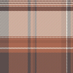 Warp check tartan textile, creative fabric background plaid. Folded pattern vector texture seamless in orange and white colors.