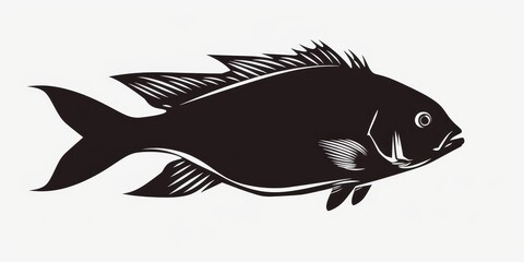Fototapeta premium silhouette of fish on a white background