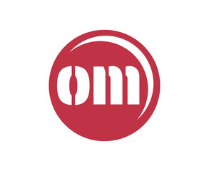 OM sport emblem or team logotype. Ball logo with a combination of Initial letter O and M for balls shop, sports company, training, club badge.